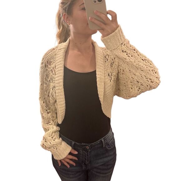 Knitted Cream Cardigan 70% cotton Hong Kong spring top - Picture 1 of 5